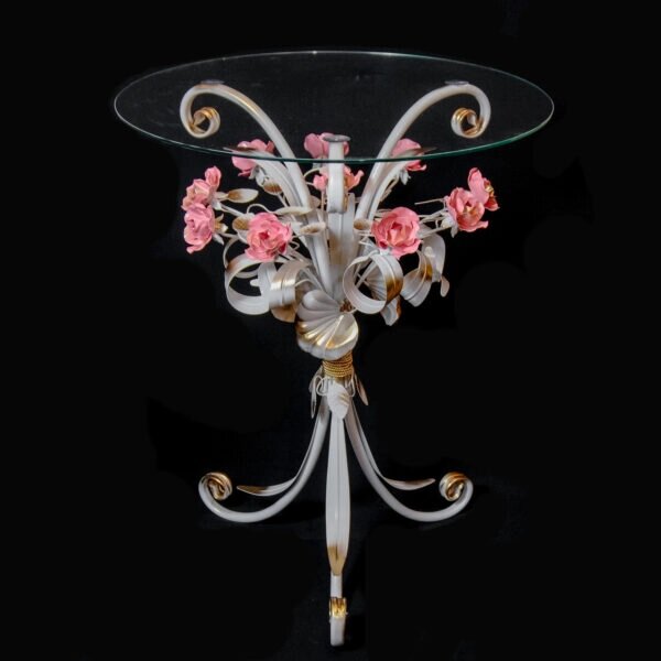 Стол кофейный кованый с розовыми розами С113-75 WR ##от компании## Brisk Light - ##фото## 1