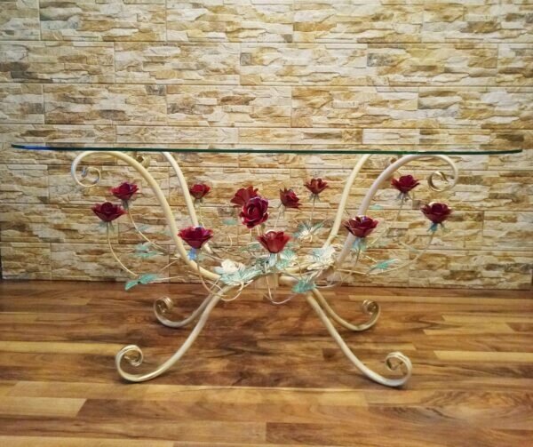 Стол журнальный с патиной и красными розами С 1506 TIK ##от компании## Brisk Light - ##фото## 1