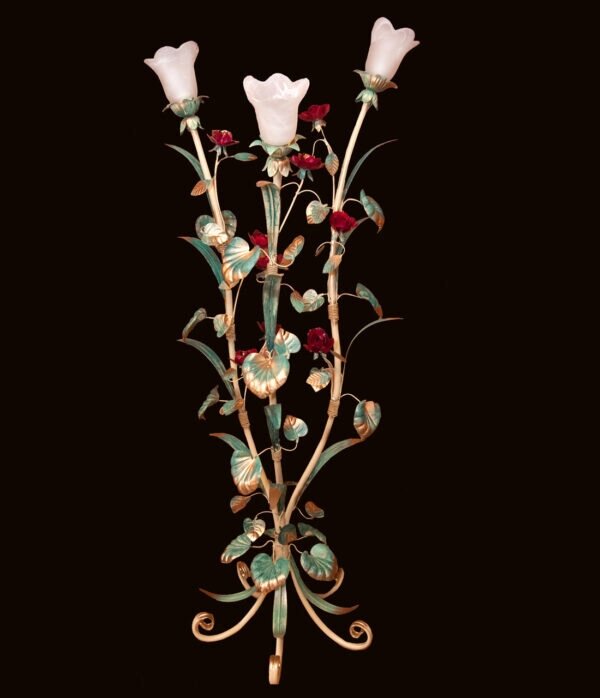 Торшер цвета слоновой кости с патиной и красными розами  2050/3 TIК ##от компании## Brisk Light - ##фото## 1