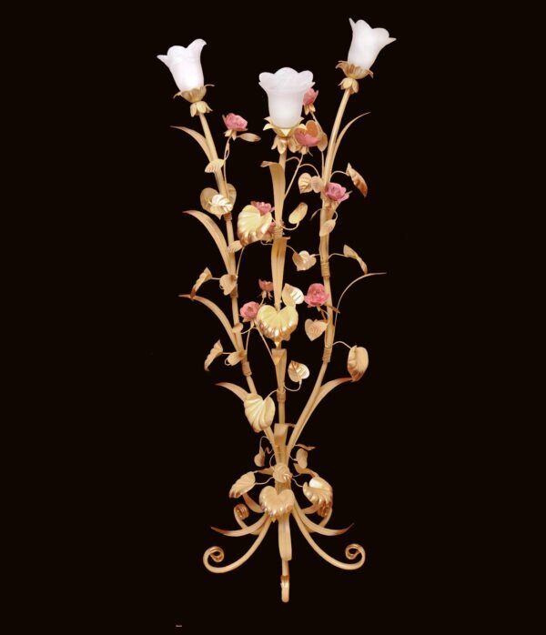 Торшер цвета слоновой кости с розовыми розами  2050/3 TR от компании Brisk Light - фото 1