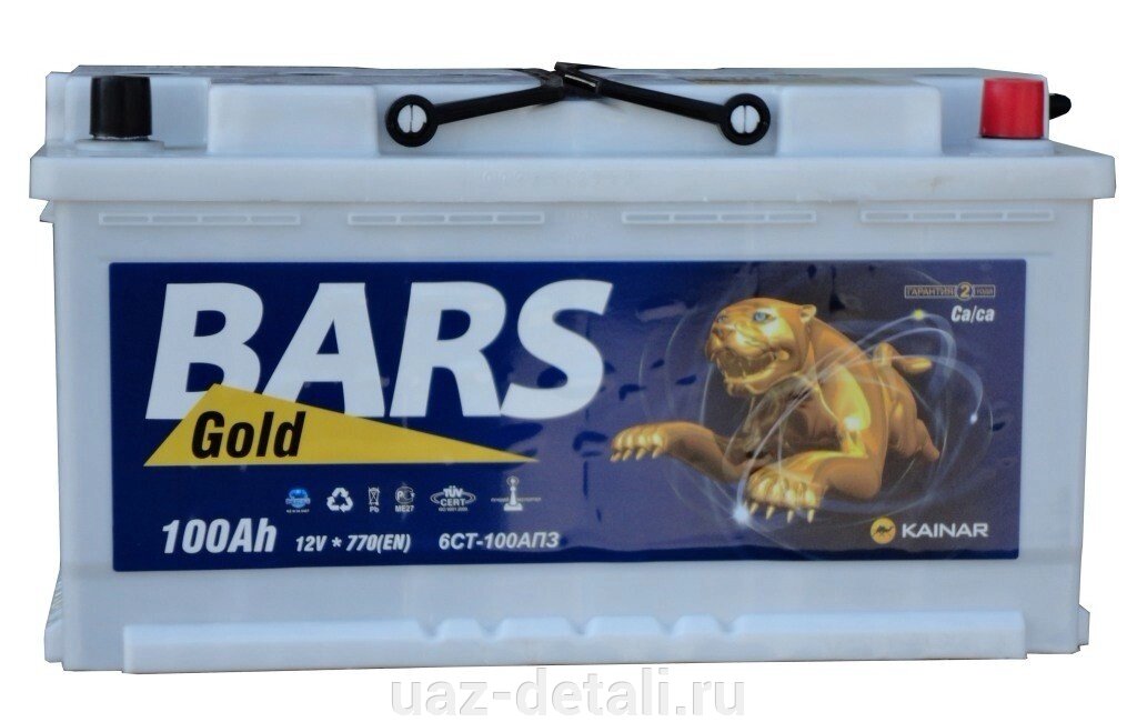 Аккумулятор 100 - 6 СТ BARS Gold о. п. (АПЗ) от компании УАЗ Детали - магазин запчастей и тюнинга на УАЗ - фото 1