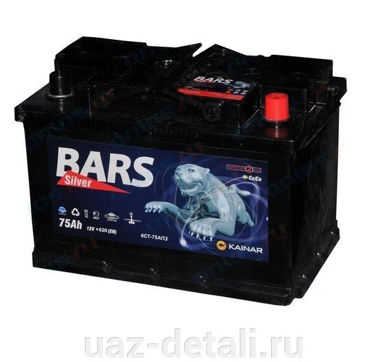 Аккумулятор 75 - 6 СТ BARS SILVER о. п. низ. (АПЗ) от компании УАЗ Детали - магазин запчастей и тюнинга на УАЗ - фото 1