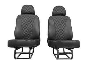 Чехлы на передние сиденья ЛЮКС на УАЗ 452, Буханка до 2016, 469 черный ромб черная нить