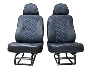 Чехлы на передние сиденья ЛЮКС на УАЗ 452, Буханка до 2016, 469 черный ромб синяя нить