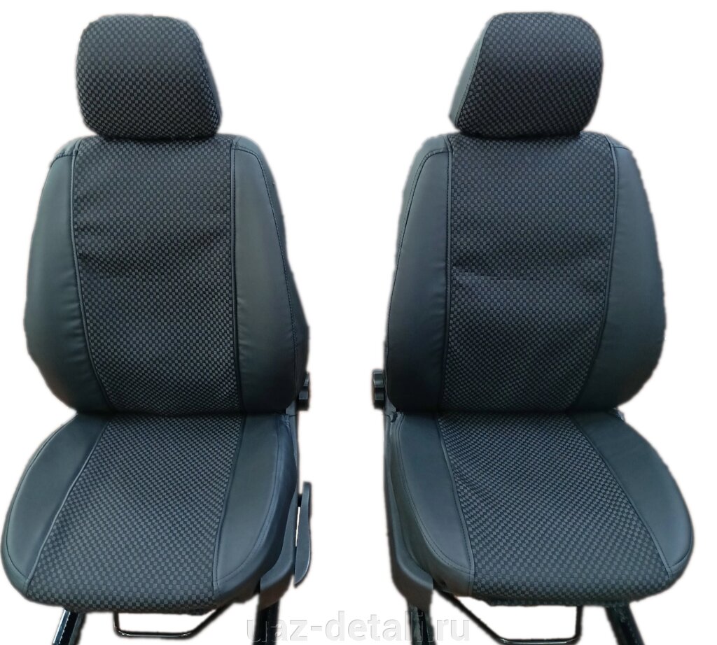 Чехлы сидений УАЗ 236022 ПРОФИ (однорядная кабина, 2 места) чёрные комбинированные, ткань жаккард от компании УАЗ Детали - магазин запчастей и тюнинга на УАЗ - фото 1