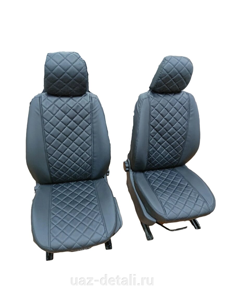 Чехлы сидений УАЗ 236022 ПРОФИ (однорядная кабина, 2 места) чёрные, с перфорацией от компании УАЗ Детали - магазин запчастей и тюнинга на УАЗ - фото 1