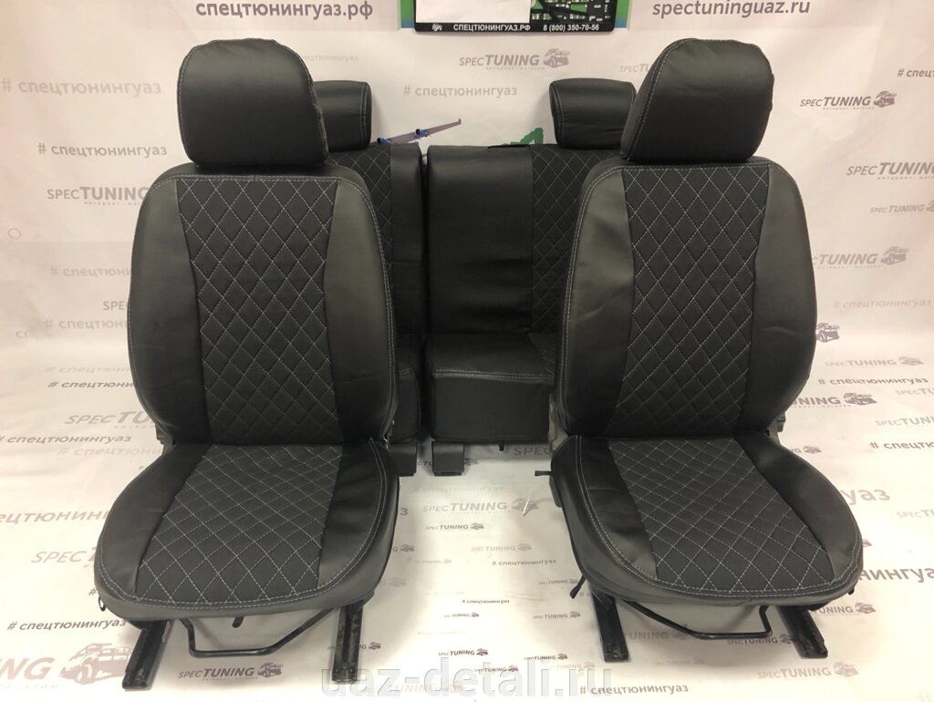 Чехлы сидений УАЗ Патриот с 2014г "Ромб" комбинированный от компании УАЗ Детали - магазин запчастей и тюнинга на УАЗ - фото 1