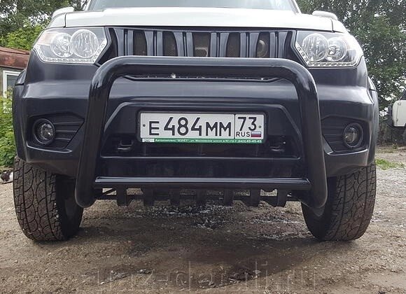 Кенгурин УАЗ Патриот с 2015 г "Трубный" средний Ф76 (с защитой двигателя) от компании УАЗ Детали - магазин запчастей и тюнинга на УАЗ - фото 1