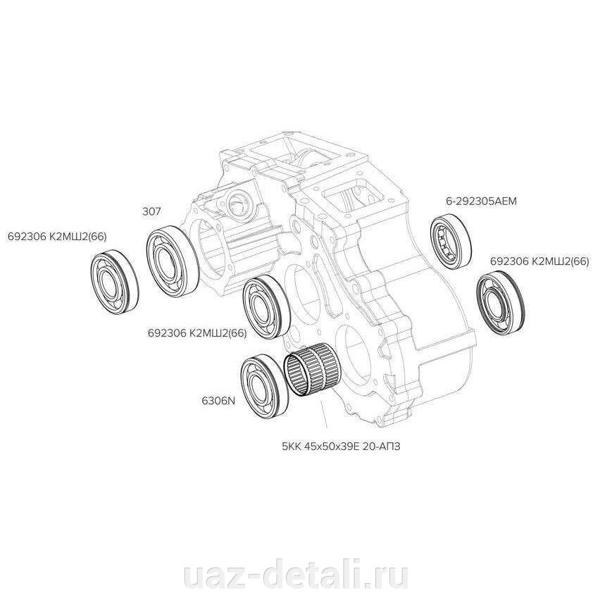 Комплект подшипников РК (7 шт) косой зуб от компании УАЗ Детали - магазин запчастей и тюнинга на УАЗ - фото 1