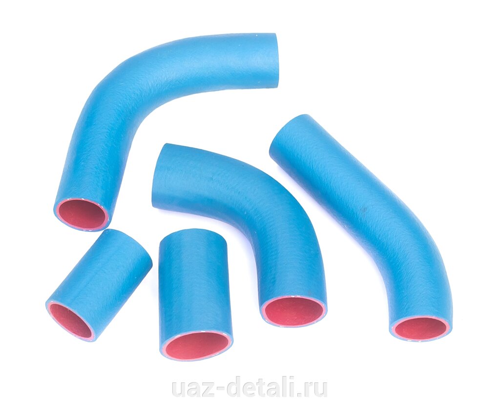 Патрубки радиатора на УАЗ 100 л. с. (5 шт, синие силикон) от компании УАЗ Детали - магазин запчастей и тюнинга на УАЗ - фото 1