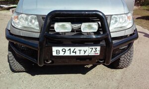 Силовой передний бампер на УАЗ Патриот до 2014г "Беркут" (с кенгурином)