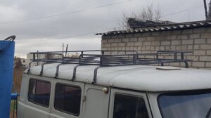 Багажник УАЗ-452 КОЛУМБ с кронштейн креплением под галогенный фары (10 опор) 2.5 м
