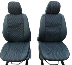 Чехлы сидений УАЗ 236022 ПРОФИ (однорядная кабина, 2 места) чёрные комбинированные, ткань жаккард