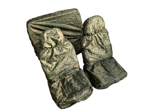 Грязезащитные чехлы на передние задние сиденья (3 шт + мешок) цвет ПИКСЕЛЬ с утяжкой