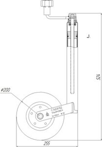Опорное колесо с кронштейном «Коробочка» 200\50\100 для прицепа