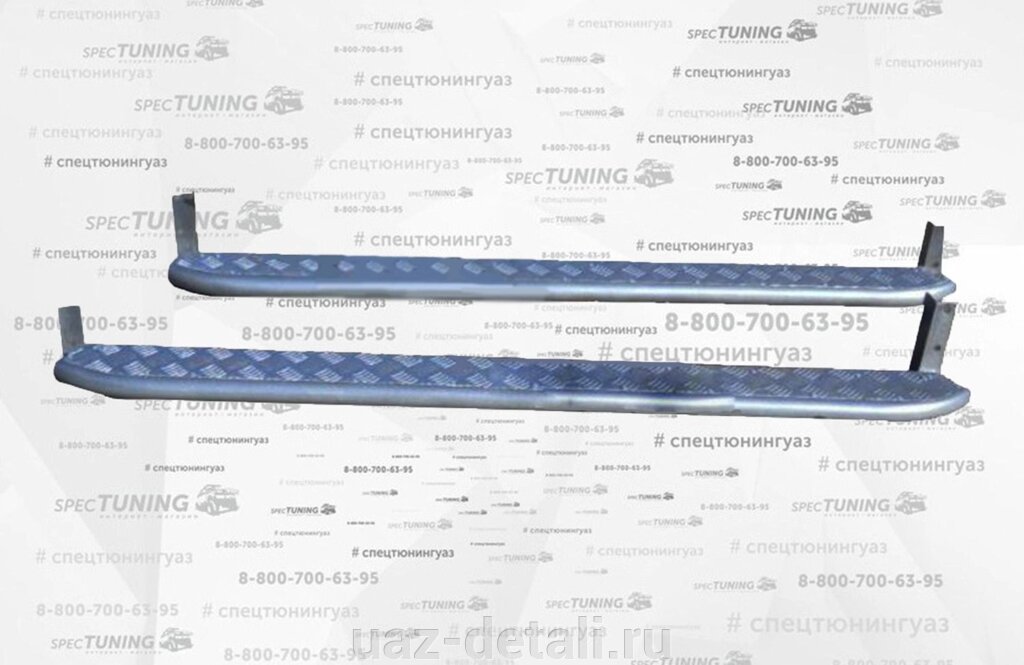 Подножки "Гнутые" УАЗ Патриот до 2014г (с алюмин накладкой) от компании УАЗ Детали - магазин запчастей и тюнинга на УАЗ - фото 1