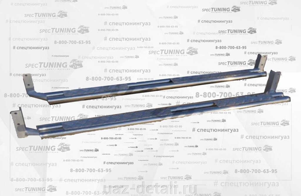 Подножки "нержавейка" на УАЗ Патриот до 2014г (сдвоенная труба Ф51) ##от компании## УАЗ Детали - магазин запчастей и тюнинга на УАЗ - ##фото## 1