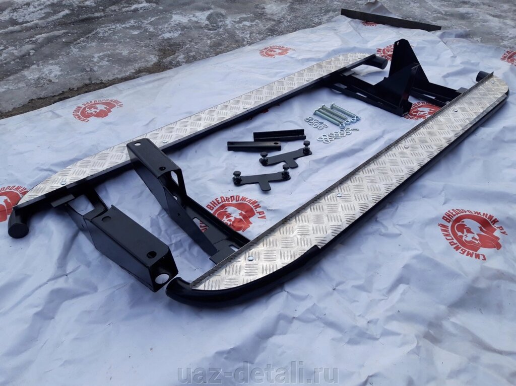 Подножки силовые УАЗ Патриот (дорестайлинг) с креплением к раме, подъёма hi-jack от компании УАЗ Детали - магазин запчастей и тюнинга на УАЗ - фото 1