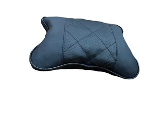 Подушка автомобильная под шею (чёрная, экокожа)
