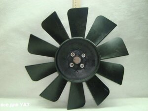 Вентилятор в сборе на УАЗ (10-лопастной, пластмассовый)