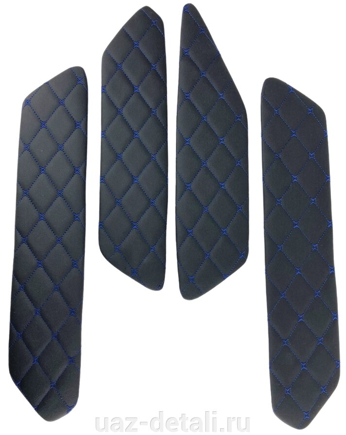 Вставки дверные LADA Granta (Гранта) на ДВП, декоративный черный ромб синяя нить 4 шт от компании УАЗ Детали - магазин запчастей и тюнинга на УАЗ - фото 1