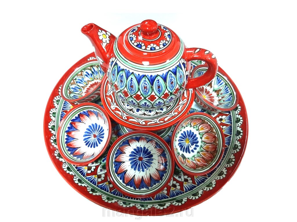 Чайный набор (фарфор), Риштан красный от компании Интернет-магазин Мангал 52 - фото 1