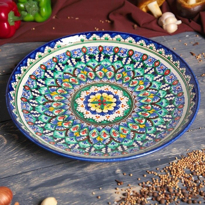 Ляган узбекский 38 см, синий от компании Магазин товаров для готовки на огне Мангал 52 - фото 1