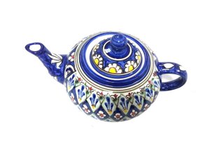 Фарфоровый чайник 0,6 л Риштан, синий в Нижегородской области от компании Магазин товаров для готовки на огне Мангал 52