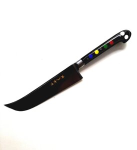 Узбекский нож – Пчак средний. Рукоятка оргстекло, гарда олово/латунь, гравировка (15-17 см)