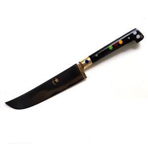 Узбекский нож – Пчак чирчик. Рукоятка оргстекло, гарда латунь, гравировка (10-12 см)