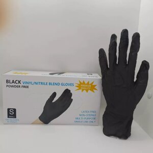 Перчатки Wally Blend S чёрные  Нитриловые с добавлением винила, 100 шт (50 пар)