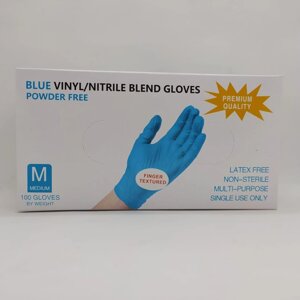 Перчатки Wally Blend M голубые  Нитриловые с добавлением винила, 100 шт (50 пар)