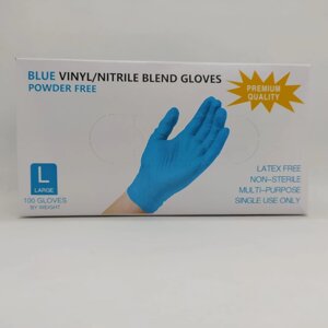 Перчатки Wally Blend L голубые  Нитриловые с добавлением винила, 100 шт (50 пар)