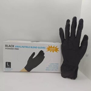 Перчатки Wally Blend L чёрные  Нитриловые с добавлением винила, 100 шт (50 пар)