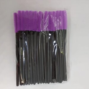 Щеточки силиконовые для ресниц и бровей, фиолетовый, 50 шт.