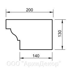 Антаблемент /сквозной Вландо , АБ-07.130/с, 130х200х450 мм (Высота х Вылет х Длина), архитектурный бетон, для фасадного от компании ООО "АрхиДекор" - фото 1