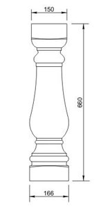 Балясина Вландо , БЛ-00.660, Высота 660 мм, архитектурный бетон