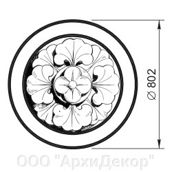 Цветок - розетка круглая D802 на стену Вландо , ДК-02.800, 802х802х802 мм (ШхВ), архитектурный бетон от компании ООО "АрхиДекор" - фото 1