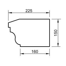 Карниз - подоконник Вландо , ПД-12.150, 150х225х800 мм (Высота х Вылет х Длина), архитектурный бетон, для фасадного от компании ООО "АрхиДекор" - фото 1