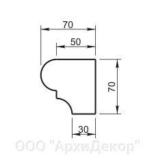 Карниз пов. прав.[О] Вландо , ФЛ-00.070/прав. о, 70х70х500 мм (Высота х Вылет х Длина), архитектурный бетон, для от компании ООО "АрхиДекор" - фото 1