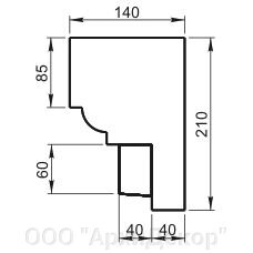 Карниз с сухариками Вландо , КН-21.210, 210х140х640 мм (Высота х Вылет х Длина), архитектурный бетон, для фасадного от компании ООО "АрхиДекор" - фото 1