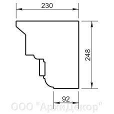 Карниз с сухариками Вландо , КН-22.248, 248х230х500 мм (Высота х Вылет х Длина), архитектурный бетон, для фасадного от компании ООО "АрхиДекор" - фото 1