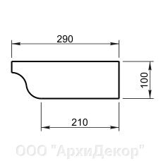 Карниз венчающий Вландо , КН-60.100/3, 100х290х1000 мм (Высота х Вылет х Длина), архитектурный бетон, для фасадного от компании ООО "АрхиДекор" - фото 1