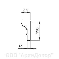 Карниз Вландо , АБ-20.190/1, 190х90х900 мм (Высота х Вылет х Длина), архитектурный бетон, для фасадного декора от компании ООО "АрхиДекор" - фото 1