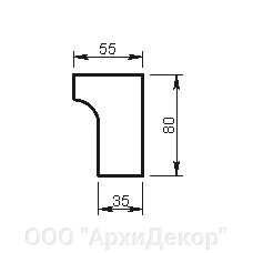 Карниз Вландо , КН-00.080/1, 80х55х500 мм (Высота х Вылет х Длина), архитектурный бетон, для фасадного декора от компании ООО "АрхиДекор" - фото 1