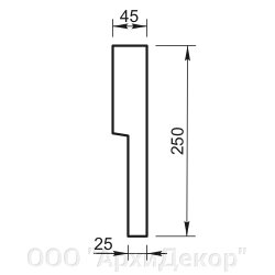 Карниз Вландо , КН-00.255/скв, 250х45х500 мм (Высота х Вылет х Длина), архитектурный бетон, для фасадного декора от компании ООО "АрхиДекор" - фото 1