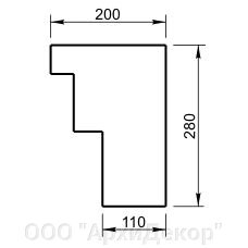 Карниз Вландо , КН-00.280/с, 280х200х500 мм (Высота х Вылет х Длина), архитектурный бетон, для фасадного декора от компании ООО "АрхиДекор" - фото 1