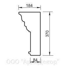 Карниз Вландо , КН-00.370/прав., 370х184х600 мм (Высота х Вылет х Длина), архитектурный бетон, для фасадного декора от компании ООО "АрхиДекор" - фото 1