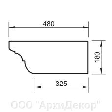 Карниз Вландо , КН-01.180/1, 180х480х500 мм (Высота х Вылет х Длина), архитектурный бетон, для фасадного декора от компании ООО "АрхиДекор" - фото 1