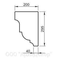 Карниз Вландо , КН-01.295/с, 295х200х600 мм (Высота х Вылет х Длина), архитектурный бетон, для фасадного декора от компании ООО "АрхиДекор" - фото 1